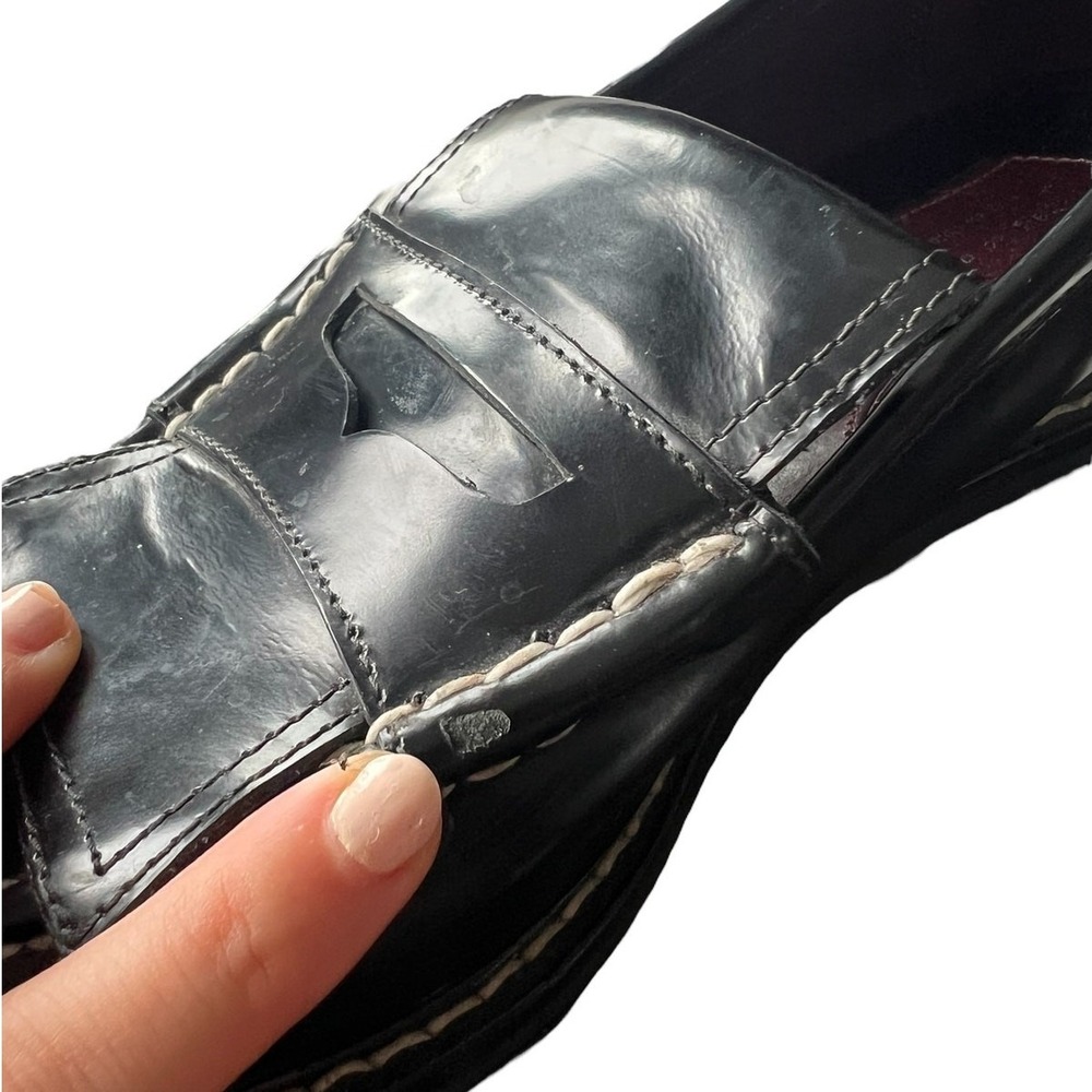 Rag & Bone Black Leather Penny Loafers with Contrast Stitching Size 40 - Picture 8 of 15